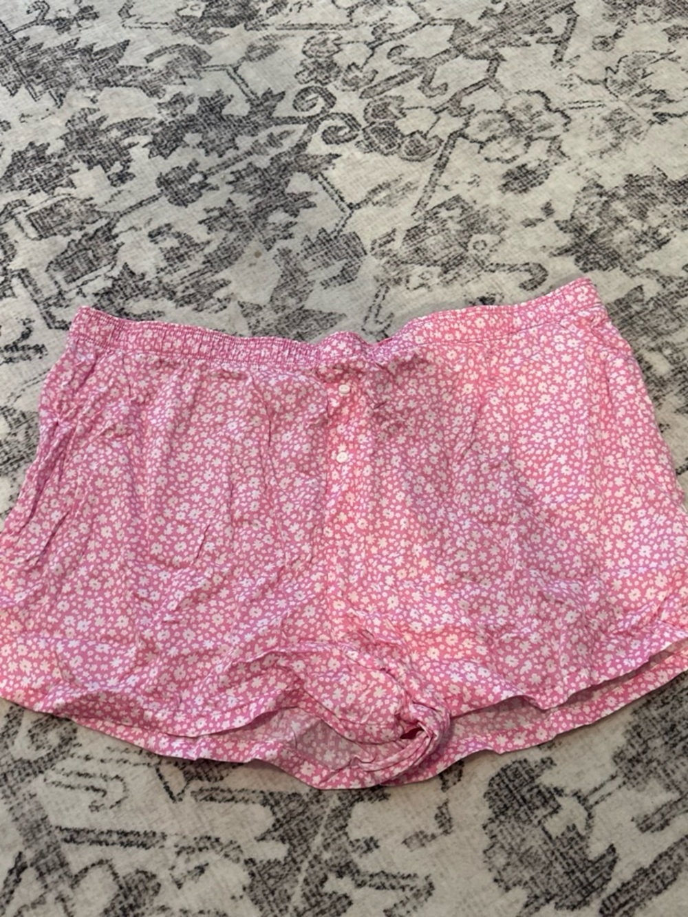 PINK Victoria's Secret Pink Floral Button-Front Sleep Shorts